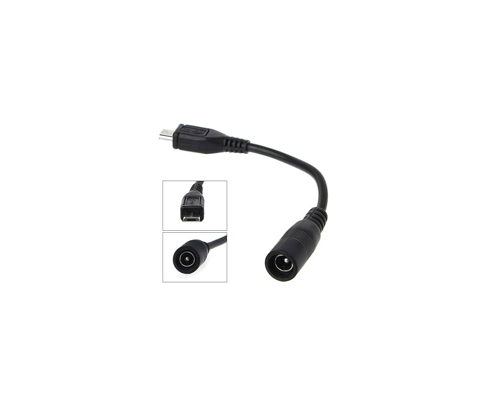 Adaptateur Fiche DC Femelle 5.5/2,1mm vers Micro USB Male